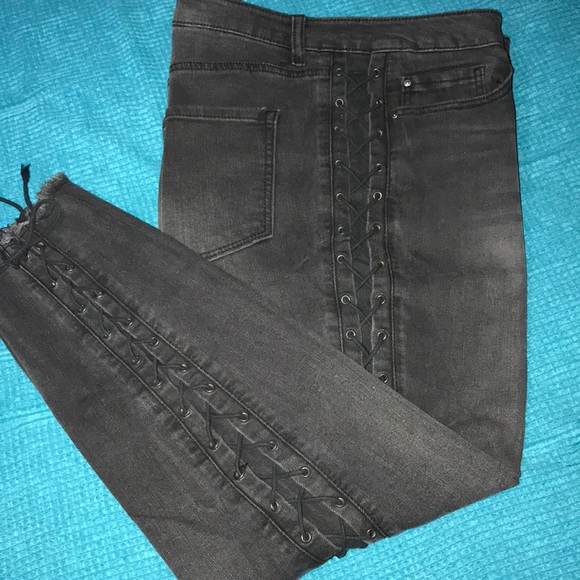 Side lace up jeans - Picture 1 of 8